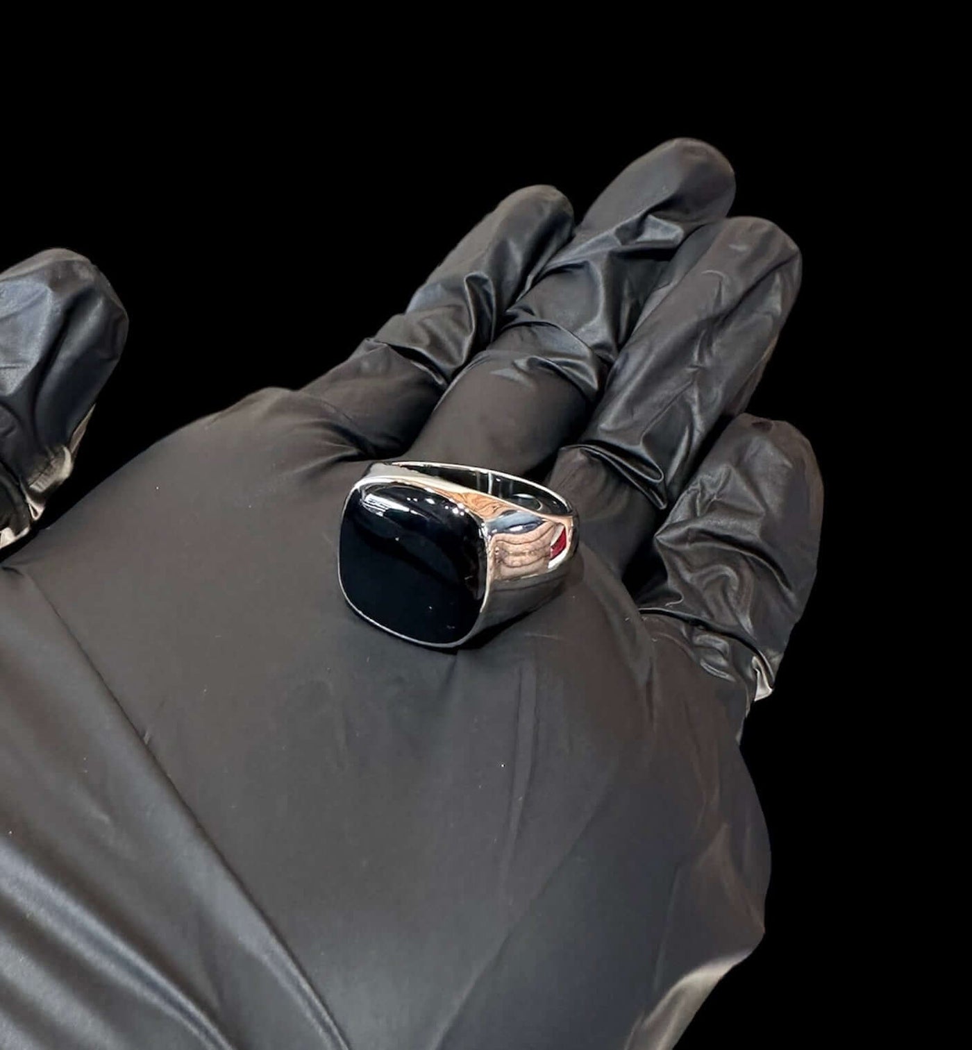 Anillo Plata Piedra Negra All In Men Joyeria