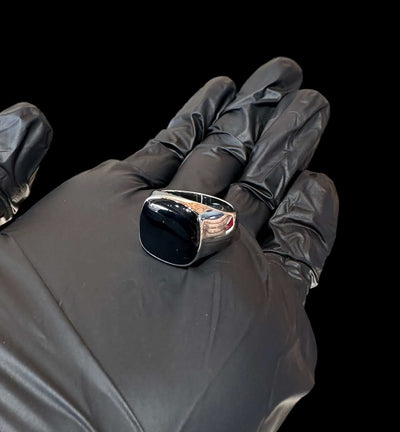 Anillo Plata Piedra Negra All In Men Joyeria