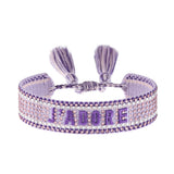 Cross-border Fully Ironed Colorful Diamond Woven DIY Bracelet Accessories for Women Creative Ethnic Embroidery Letter Rope