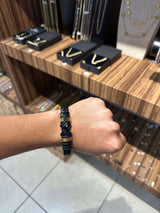 Pulsera Cuero X Negra All In Men Joyeria