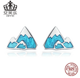 Avelle Unique Iceberg S925 Sterling Silver Stud Earrings Platinum Plated Blue Oil Drop Girls Earrings SCE475