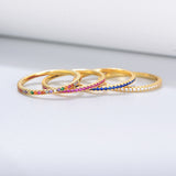 S925 Sterling Silver Colored Zircon Micro-Encrusted Diamond Ins Ring Women's Fashion Temperament Jewelry