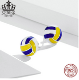 EIFFIE Sterling Silver Sports Volleyball S925 Earrings Simple Fashion Earrings