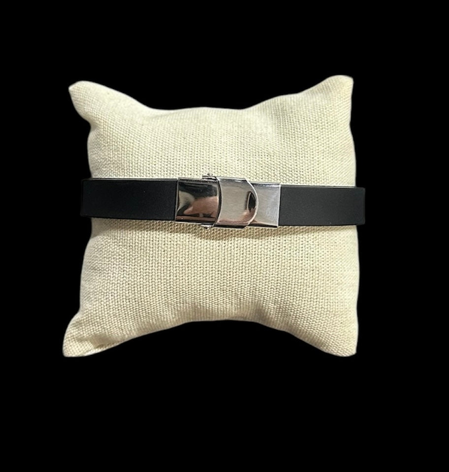 Pulsera Acero y Caucho Cruz All In Men Joyeria