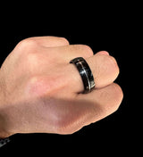 Anillo Negro Redondo Cruz Plata All In Men Joyeria