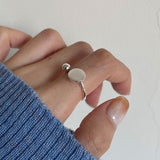 FOXANRY 925 Stamp Open Rings Fashion Hip Hop Vintage Simple Round Ball Wafer Design Birthday Party Jewelry
