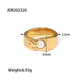 Uworld Vintage Style Ring 18K gold plated Fresh Water Pearl Stainless Steel Jewelry Elegant Imitation Ring Accessories New