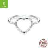 Yinziyun Original Couple's 18K Gold Plated Love Splicing Open Ring Starry Heart s925 Pure Silver Ring