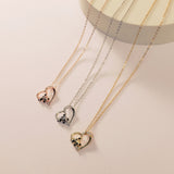Heart Shaped Rhinestone Pendant Alloy Painted National Treasure Panda Necklace