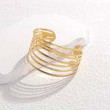 INS Style Wide Edition Titanium Steel Bracelet Geometric Line Exaggerate Personality European and American Bracelet Girl