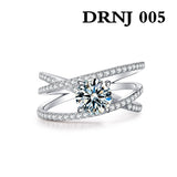 Eight Heart Eight Arrow Zircon Imitation Moissanite Ring for Women and Men's Six Claw Wedding Ring