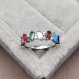 S925 Sterling Silver Inlaid Natural Turquoise Color Treasure Ring European And American Fashion Women's Color Diamond Ring