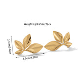 Titanium steel earrings, fashionable leaf petals, stainless steel earrings, genuine gold plated earrings