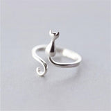 New Fashion Sweet Popular Cute Animal 925 Sterling Silver Jewelry Not Allergic Exquisite Cat Simple Opening Rings  SR223