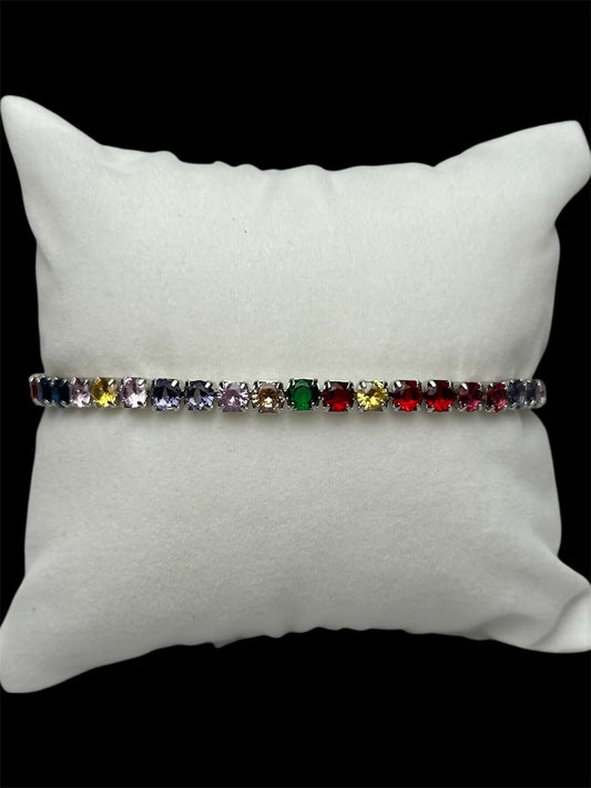 Pulsera Tenis 3 mm Plata Colores All In Men Joyeria