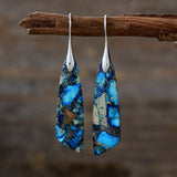 New Bohemian Emperor Stone Geometric Pendant Earrings, European and American Popular Natural Stone Jewelry