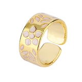 Foxanry 925 Stamp Wide Rings for Women INS Fashion Elegant Sweet Creative Flowers Design Party Jewelry Birthday Gifts