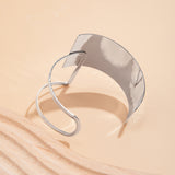 Irregular personality hollow Bracelet geometric water ripple metal wide face bracelet for women