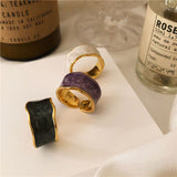 925 Sterling Silver French Vintage Inlaid Gold Rim Irregular Smooth Ring High Quality Handmade Romantic Fashion Couple