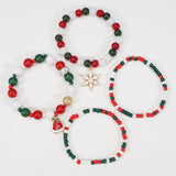 Christmas Bracelet Elastic Rope Bracelet Snowman Snowflake Christmas Tree Santa Deer Hat Pendant Bracelet Gift