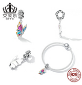 Avele Sterling Silver S925 Color Butterfly Pendant Bracelet Dripping Oil Exquisite Insect Pendant Accessories SCC22