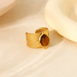Retro style open ring women's stainless steel ring