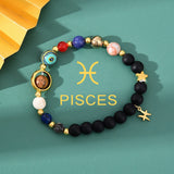 Natural stone beaded tiger eye picture stone bracelet zodiac bracelet
