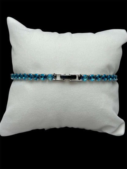 Pulsera Tenis 3 mm Azul Cielo All In Men Joyeria