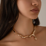 Lava droplet liquid metal collar for women, simple circular ring, irregular choker