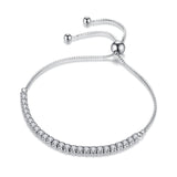Sterling Silver Sparkling Strand Bracelet Women Link Tennis Bracelet Silver Jewelry VBS4087