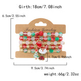 Soft Clay Crystal Christmas Bracelet Set with Drip Paint Christmas Color Letter Bead Bracelet Set for Women