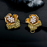 Rose, Langlang, Pearl, Earnail, Vintage, Vintage, Vintage, Antique, Flower, Diamond, Silver Needle, Earnail Clip, Earring