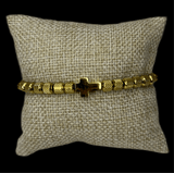 Pulsera Perlas Dorada Cruz Acero Inoxidable All In Men Joyeria