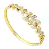 Copper inlaid colored zircon leaf bracelet