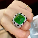 Gemstone Rings  Silver Leopard Print Resizable Rings Wedding Party Fine Jewelry