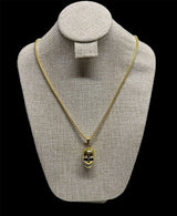 Cadena calavera con chapa de oro y colgante de calavera, cadena de 60 cm de largo.