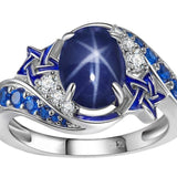 Fashion natural sapphire ring ring simple blue diamond ring women