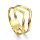 Simple Geometrical Wave Ring Stainless Steel Gold Color Party Finger Rings Jewelry Birthday Gift for Women Girls
