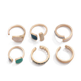 French retro irregular alloy ring light luxury style geometric drip oil ring set