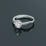 Light Luxury Niche Fashion Moissanite Diamond One-Carat Zircon Diamond Ring Open Six-Prong Ring Female Ring