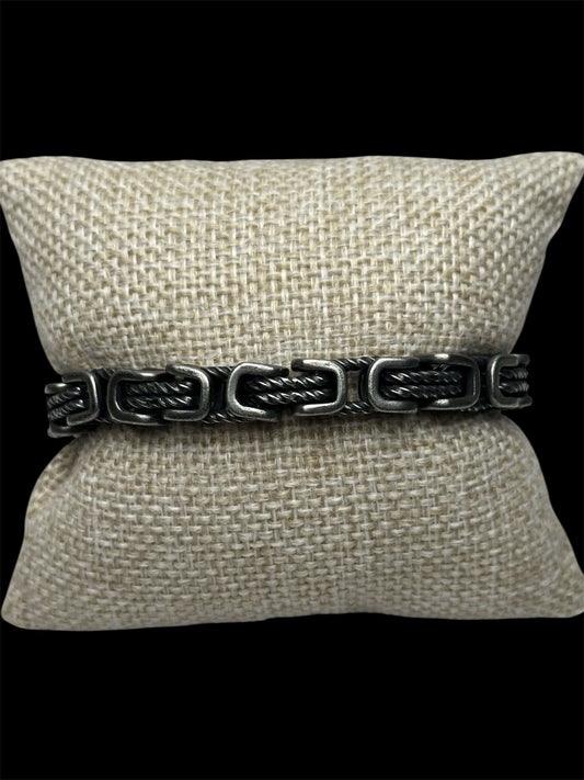 Pulsera Plata Negra 7 mm Acero Inoxidable All In Men Joyeria