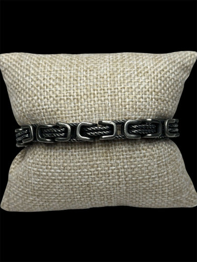 Pulsera Plata Negra 7 mm Acero Inoxidable All In Men Joyeria