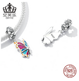 Avele Sterling Silver S925 Color Butterfly Pendant Bracelet Dripping Oil Exquisite Insect Pendant Accessories SCC22