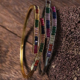 Fashionable copper inlaid colored zircon bracelet with genuine gold electroplating bracelet