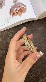 European and American personality fashion trend copper plated genuine gold inlaid zirconium bracelet INS style cool geometric square buckle bracelet for women