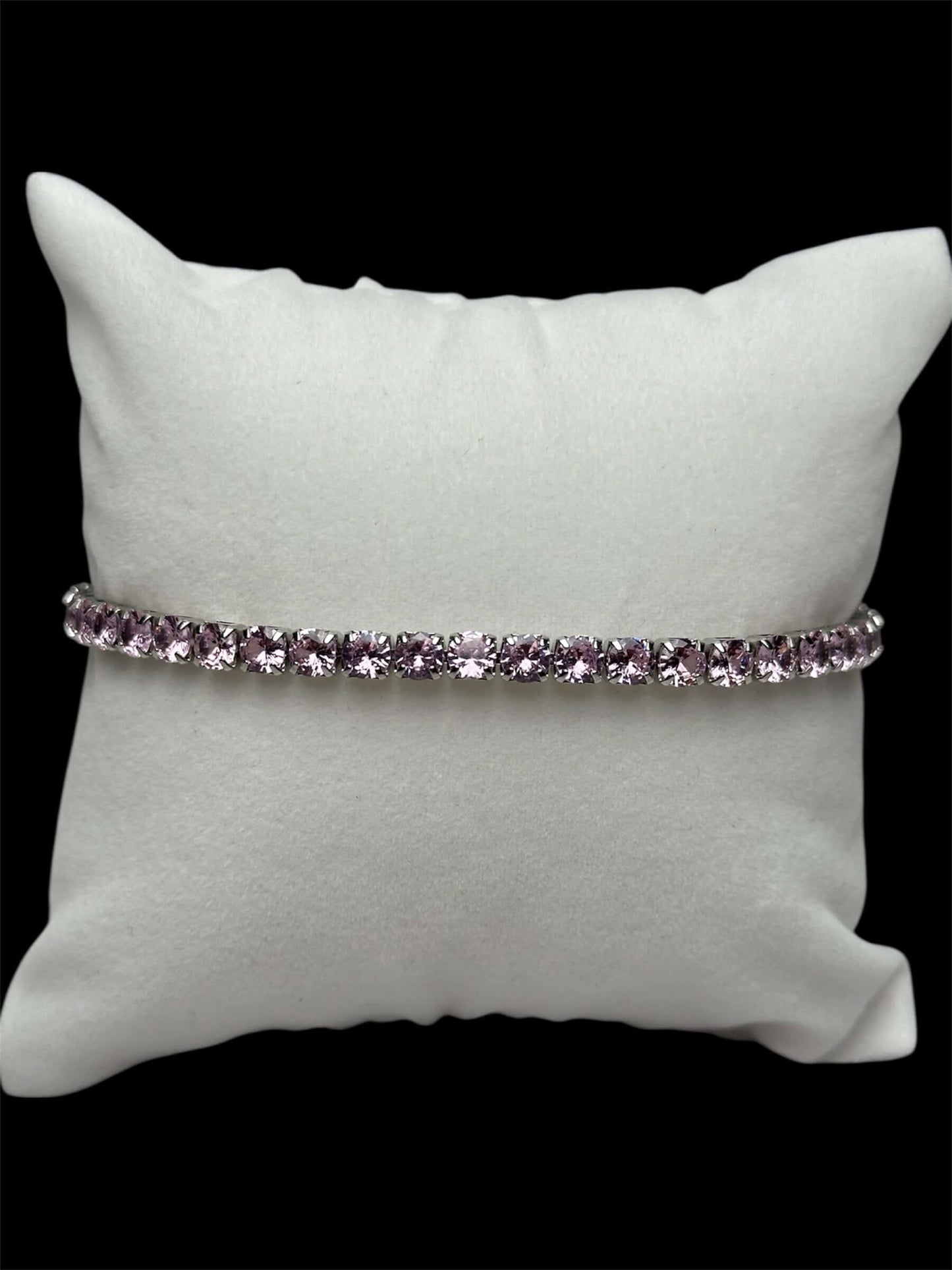 Pulsera Tenis 3 mm Rosa Plata All In Men Joyeria