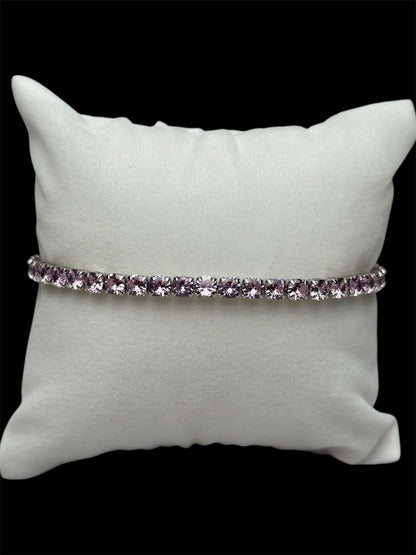 Pulsera Tenis 3 mm Rosa Plata All In Men Joyeria