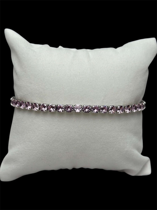 Pulsera Tenis 3 mm Rosa Plata All In Men Joyeria