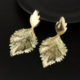 New Jewelry Personality Exaggerated Leaf Earrings Retro Metal Leaf Earrings