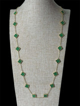 Cadena de acero inoxidable Treboles VC 20 Estilo Van Cleef, 7 mm x 80 cm, con diseño de tréboles verdes.
